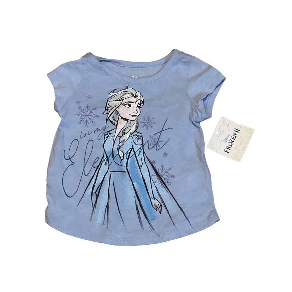 Disney Frozen II Elsa Toddler T-Shirt 2T Blue Short Sleeve Soft Cotton Tee